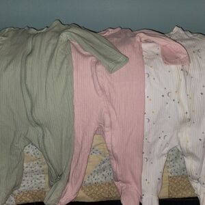 Carter's Pink, Green, and White Footies